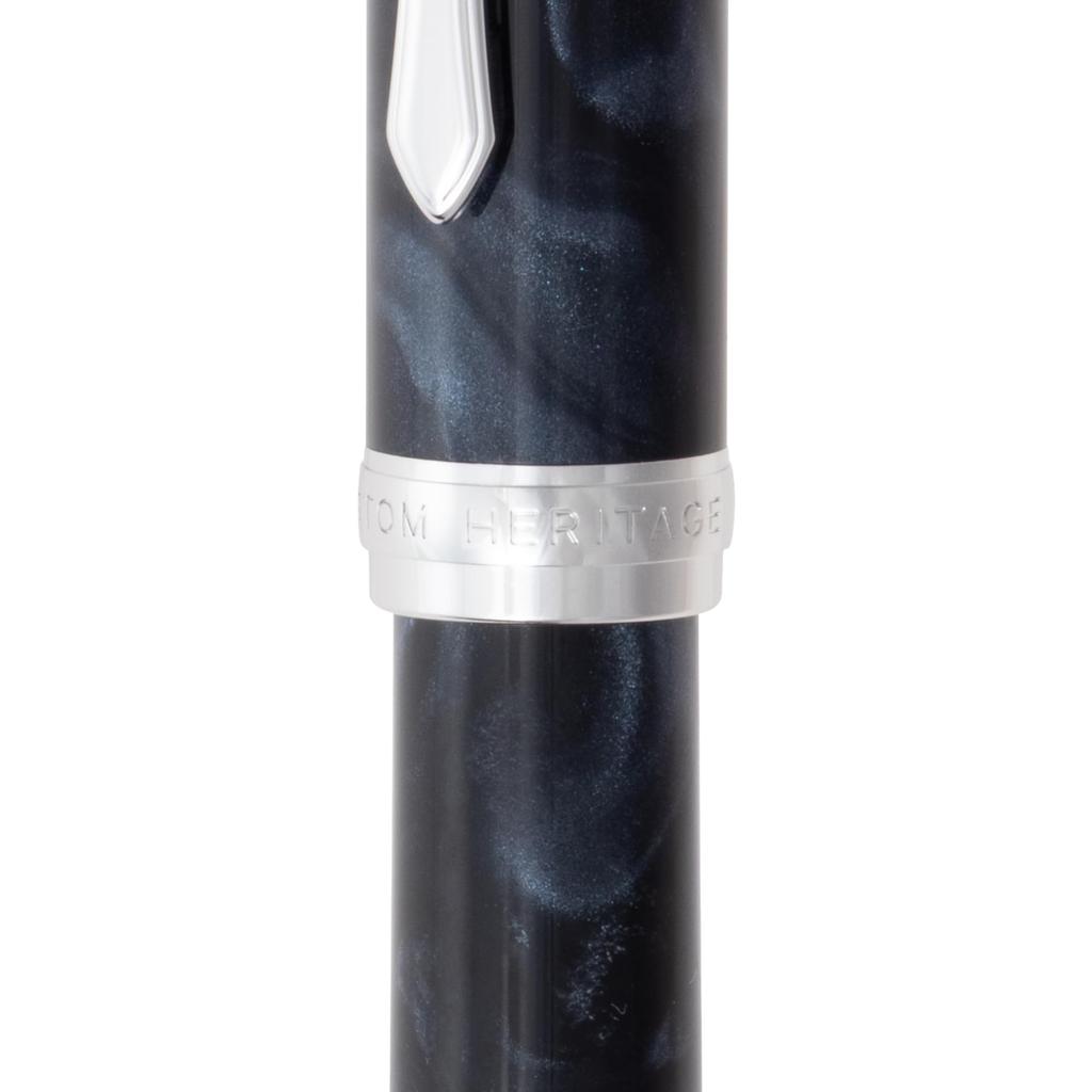 Pilot Custom Heritage SE Fountain Medium Nib Marble 14K Gold Pen, (M), Black, FKVH3MRMABM, Nib.