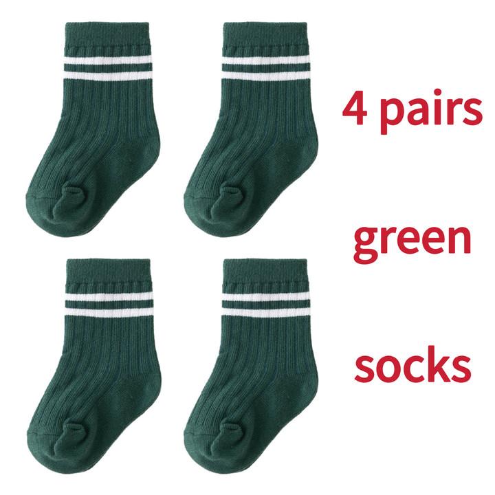4 Pairs/set Babys Boys Striped Socks Pure Cotton Ribbed Toddler Boys Ankle Socks Pack Soft Kids Accessoies Clothes For 0-5Y Boys