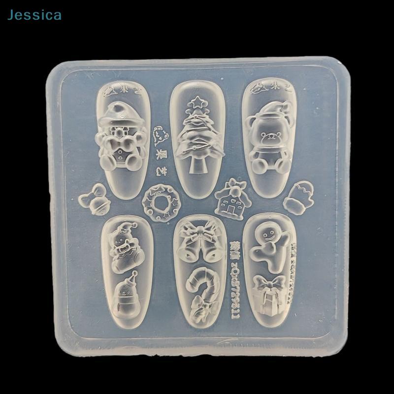 Christmas Series 3D Silicone Nail Art Molds Santa Claus Bear Snowflake Design DIY Transparent Manicure Decoration Templates