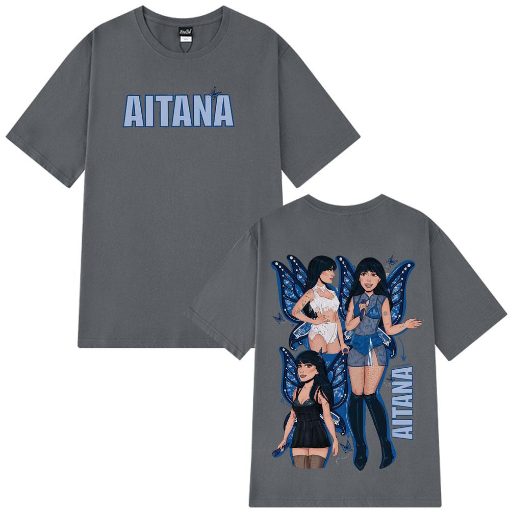2025 Summer Singer Aitana Curto Azul Tour Print Tees Men Women Aesthetic Trendy Harajuku High Quality  Tshirt