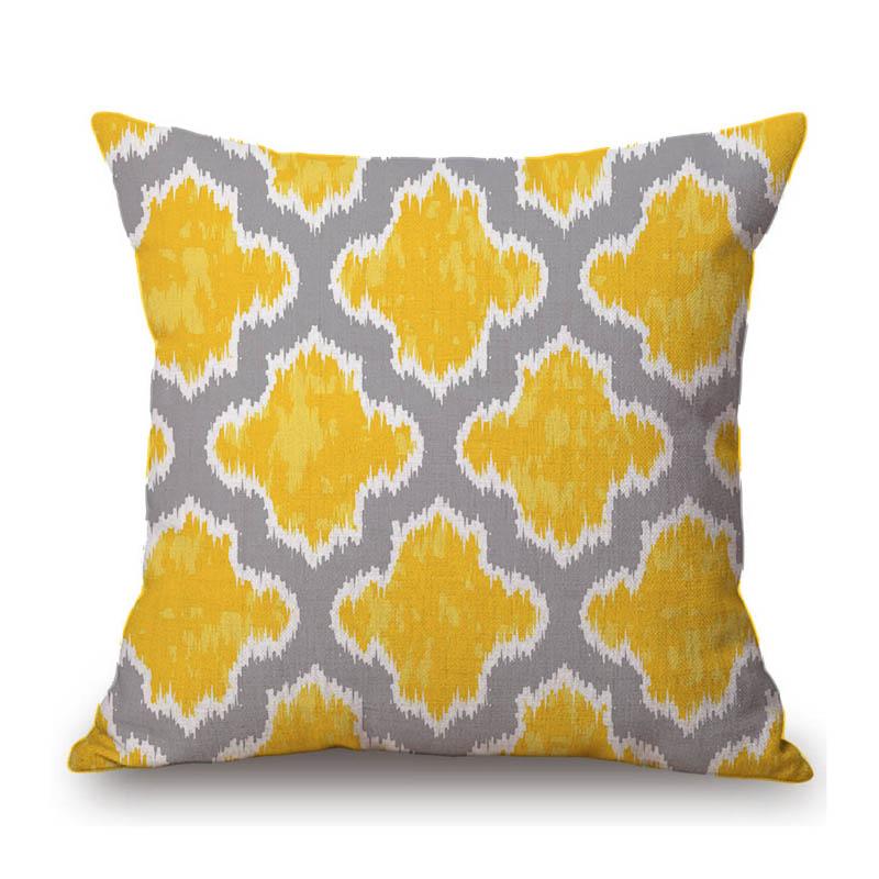 Yellow Geometric Ikat Nordic Mosaic Pattern Home Decorative Cotton Linen Sofa Throw Pillow Case Car Chaie Seat Cushion Cover