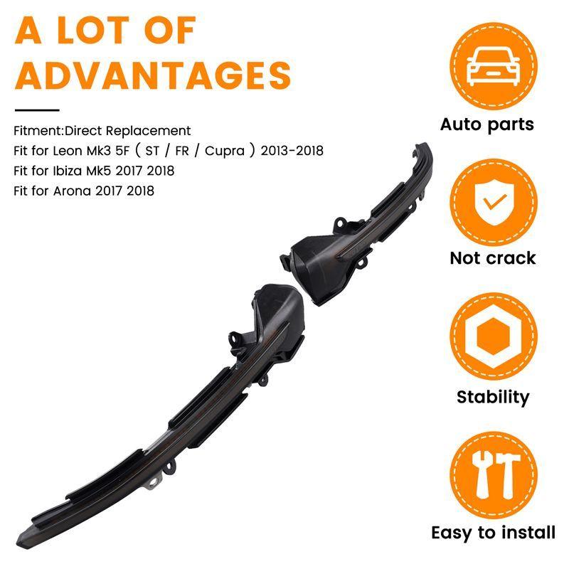 Powerful Car Rearview Mirror LED Lamp Dynamic Turn Signal Lights Indicator Lights For SEAT Leon Mk3 Mk5 Arona