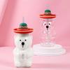 Kids Cute Bear Glass Cup For Starbucks Milk Coffee Mugs Transparent Glasses Juice Straw Water Bottle With Silicone Lid Drinkware
