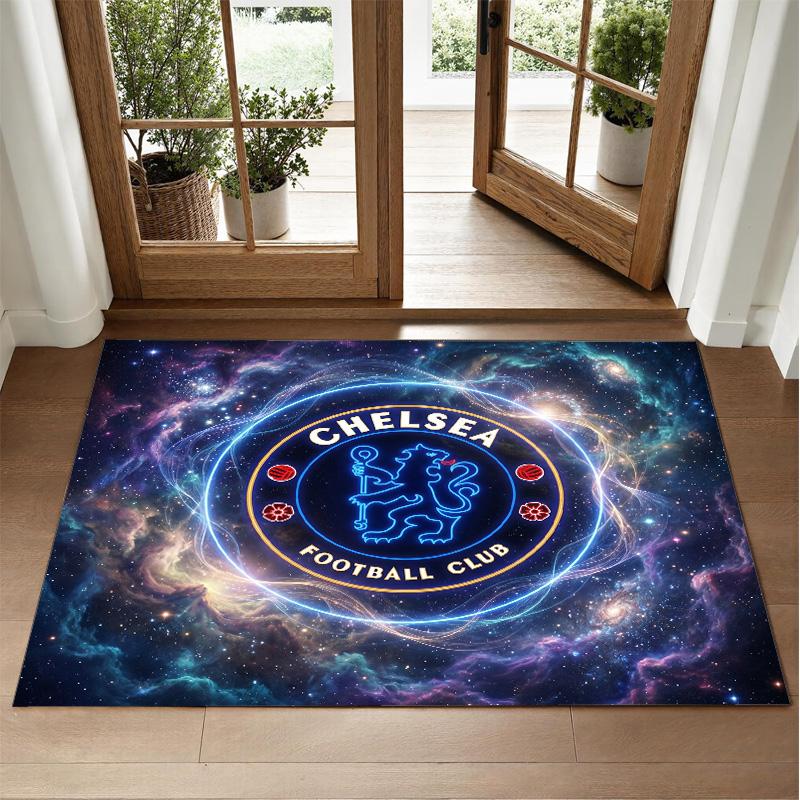 Chelsea FC Design Crystal Velvet Rug Soft Decorative Mat for Bedroom Entrance