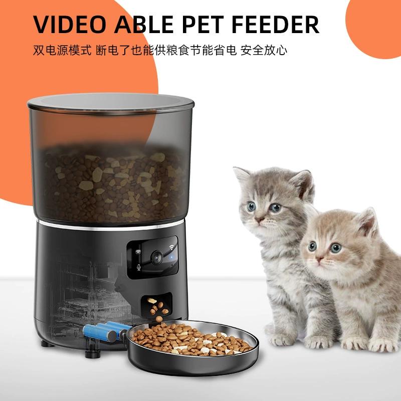 APP Control 5G WiFi Pet Feeder Camera 1080P HD Double Bowl Dog Food Dispenser Automatic Smart Pet Feeder 4L with Camera 2k