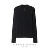 Lekasha Striped Cashmere Stand Collar Zip Cardigan