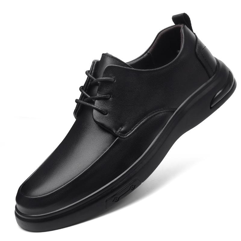 Men s Casual Leather Shoes - Comfortable, Breathable, Versatile Spring/Summer Fashion for Middle-Aged 40 чёрный