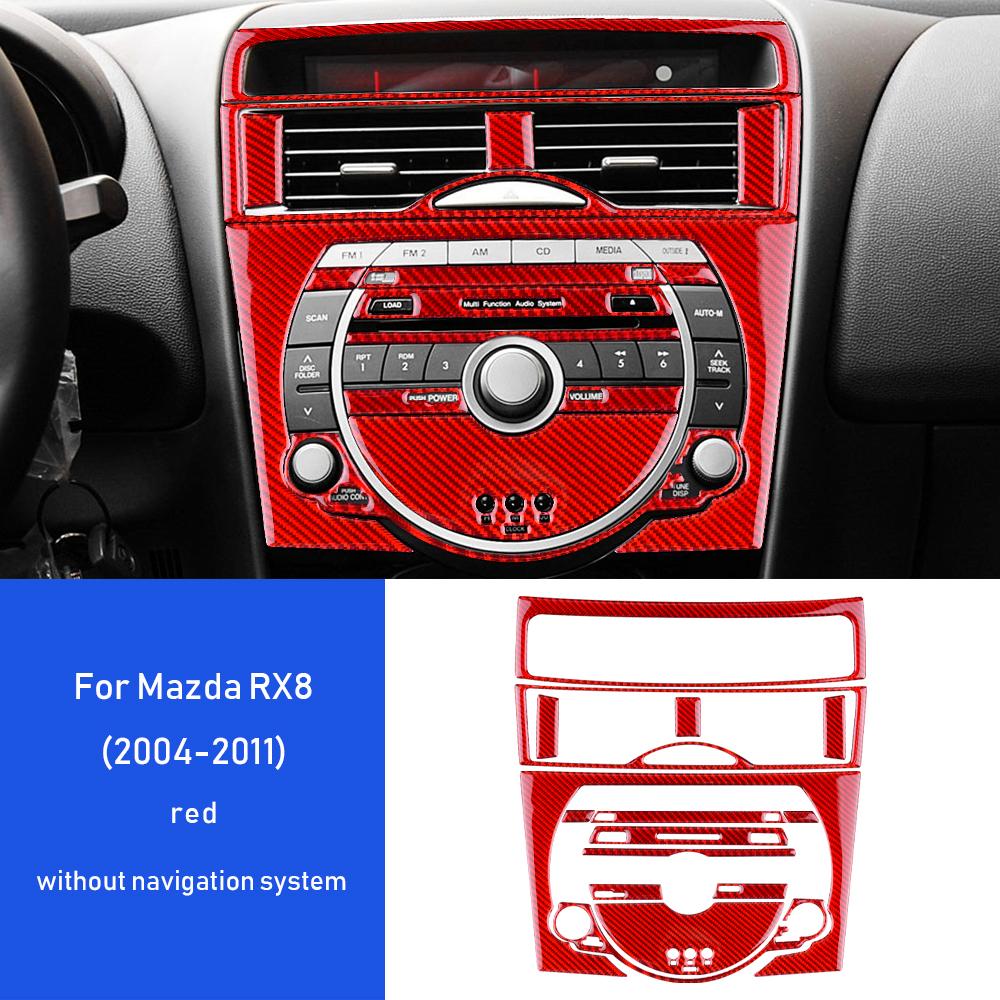 For Mazda RX-8 2004-2011 Real Carbon Fiber Center Control Panel Stickers Anti-Scratch Interior Upgrade Modification Accessories
