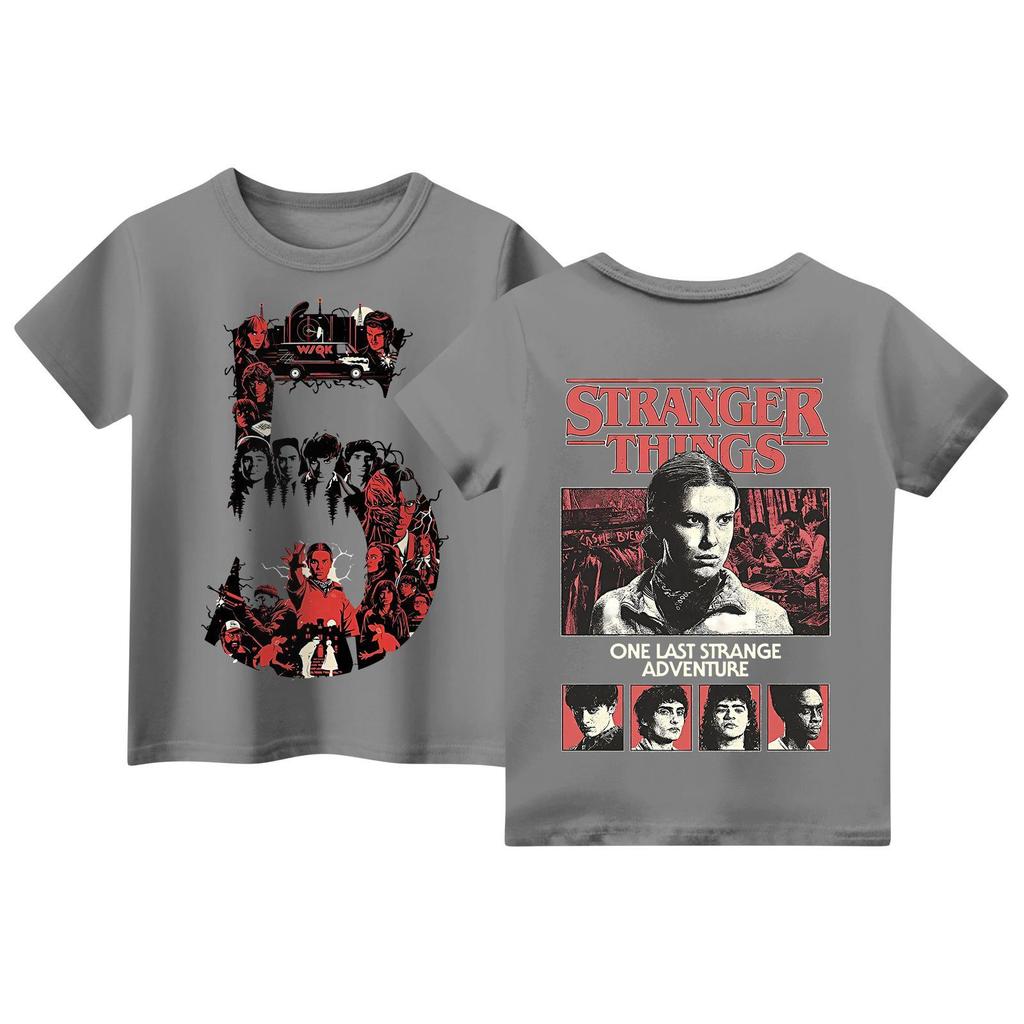 Children's Short Sleeve Tops Casual Print T Shirt Round Neck Pullover Blouse