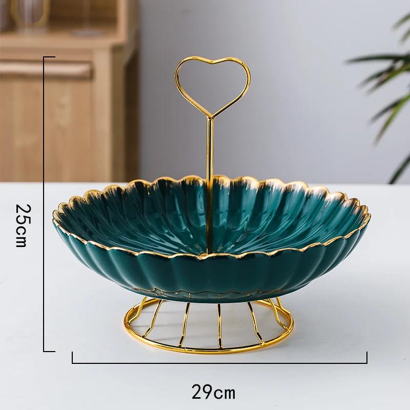 Schmiedeeiserne Keramik-Obstteller, Süßigkeiten-Snack-Tablett, Salatschüssel, Dessertschüssel, Tortenständer, Dim-Sum-Teller, Obstschale, dekorative Teller