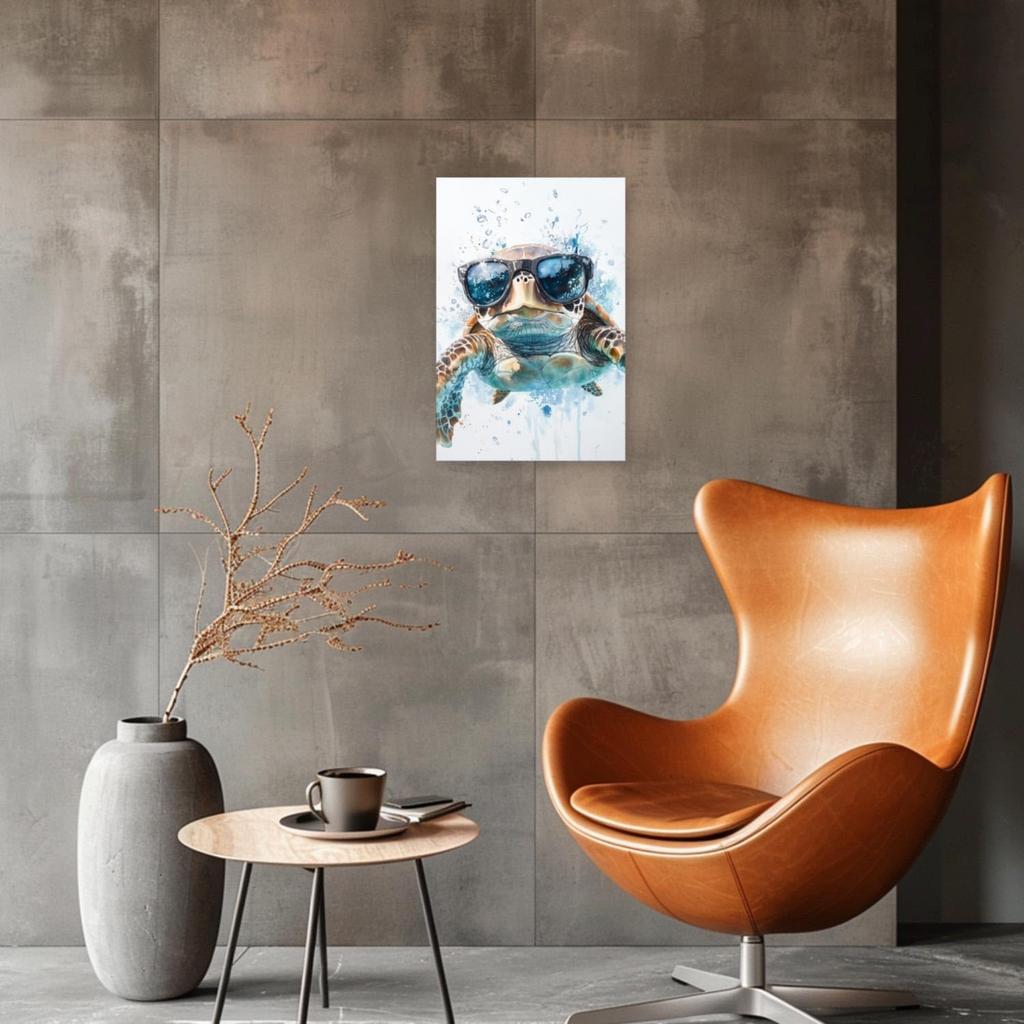 YMXZHUANSH Sea Turtle Canvas Wall Art for Bathroom Turtles with Glasses Pictures Funny Turtle Painting for Home Decor Unframed(White 12.00" x 18.00")
