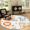 Modern Cartoon Letter Texture Print Round Area Rug,White Washable Carpet Runner - Non Slip Circle Rug Carpet Absorbent Mat for