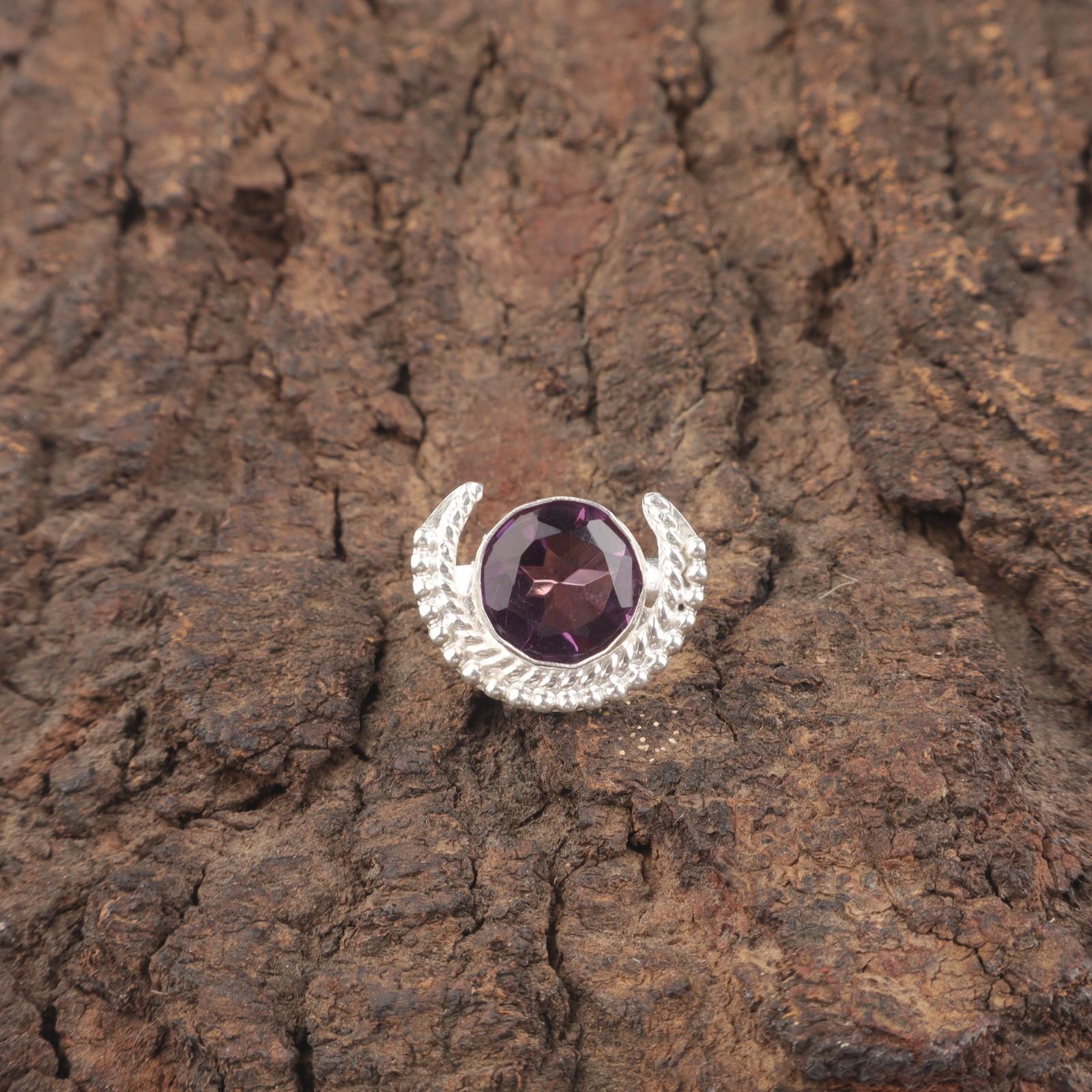 

Amethyst Gemstone Stackable Best Sisters Gift Ring Jewelry 925 Sterling Silver RR-48-7 15