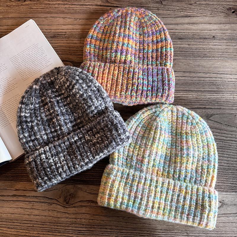 Fashion Women Colored Casual Thick Warm Knitted Hat For Winter Use Outings