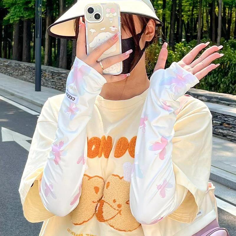 Sunscreen Ice Sleeves, Women's, Summer New Style, Outdoor Cycling, Driving Sleeves, Arm Sleeves, Adjustable, Loose, Ice Silk Hand Sleeves
