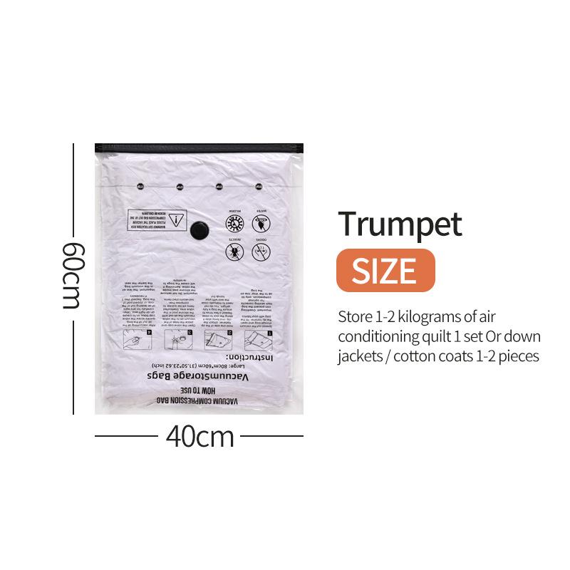 Vacuum Compression Storage Bag for Quilts & Clothes - Black Print Transparent