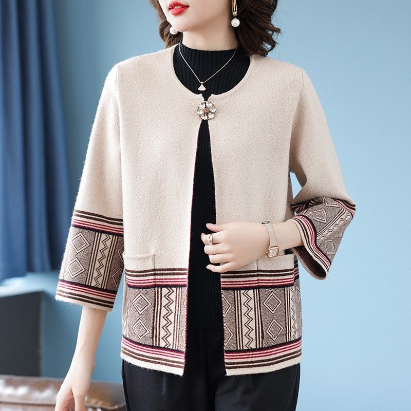 Spring Autumn Women's Knitted Cardigan Sweater Thin Loose Plus Size Knitted Cardigan Jacket Open-front Knitted Coat