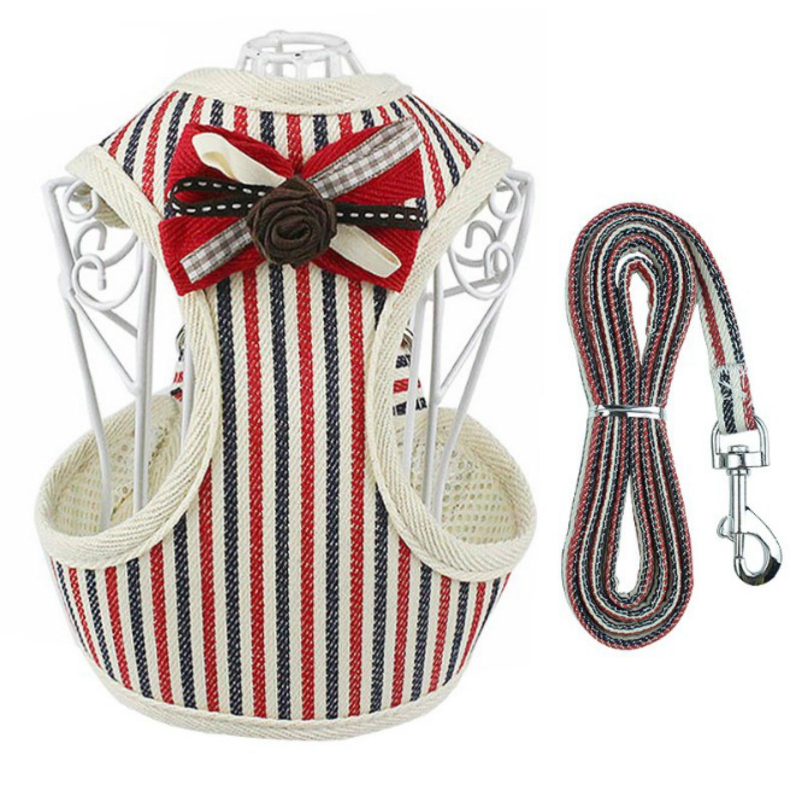 

Красный полосатый жилет для домашних животных, дышащая шлейка для собак, регулируемая, для дрессировки маленьких собак, сетчатый ремень, принадлежности для верха, трос для собак