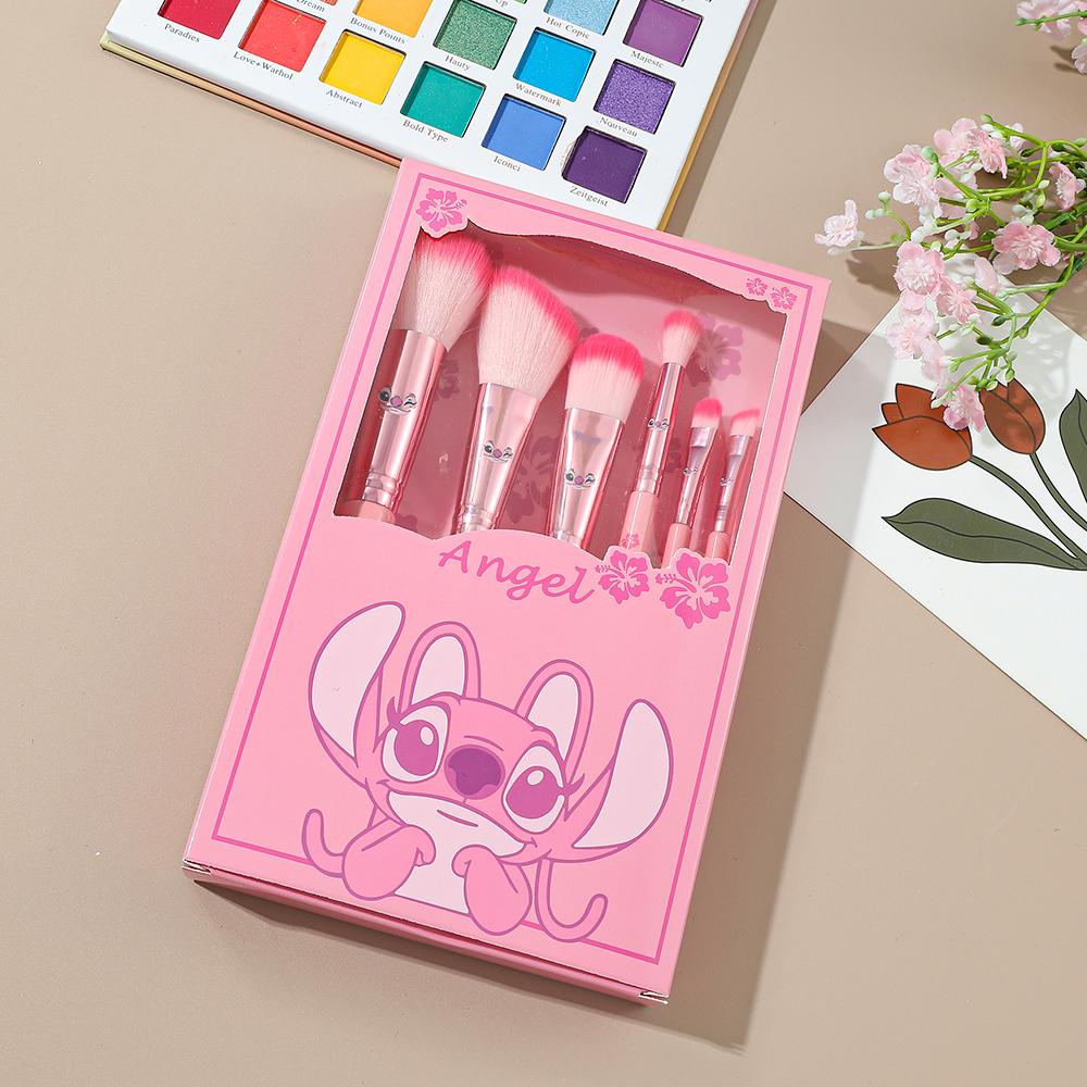 

6pcs Angel Cute And Charming Wooden Handle Makeup Brush Collection Cosmetic Tools designed for Powder Eye Shadow Base Blush
