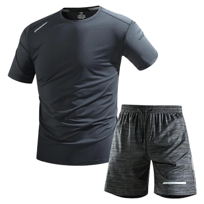 Men's Summer Quick-Dry Sports Set - Breathable Short Sleeve and Loose Shorts