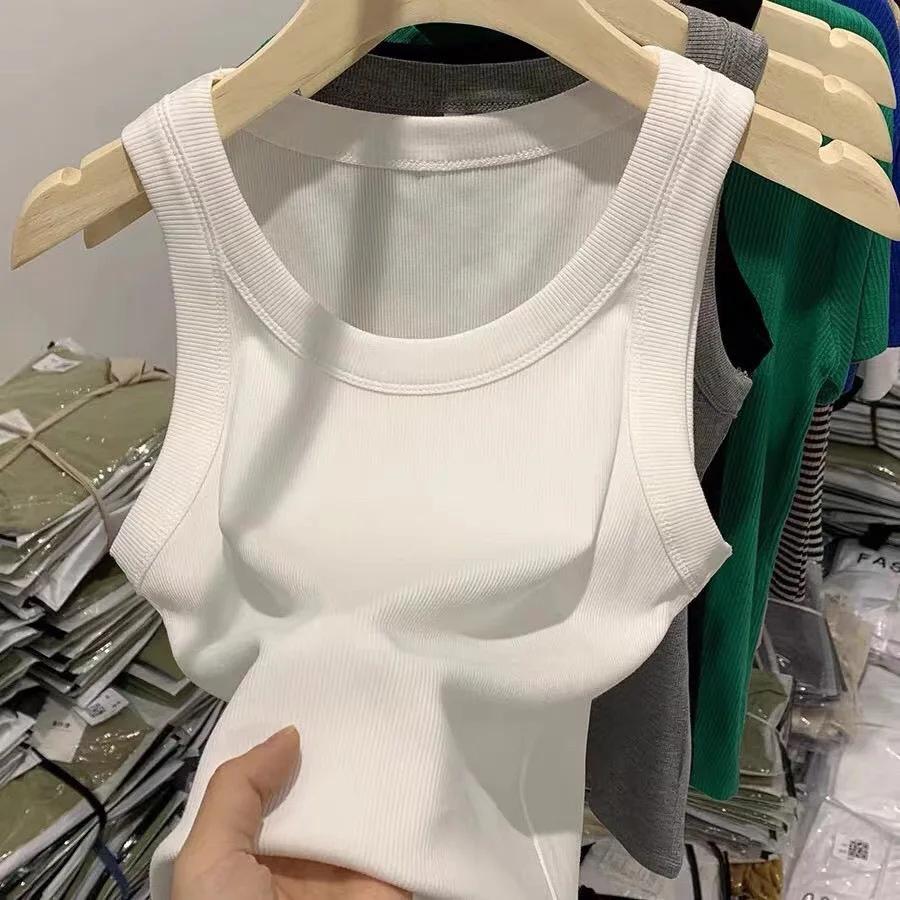 Women Vest Quality Knitted Camis U-neck Sleeveless Tank Tops Casual Solid Color Casual Basic Camisole for Female Summer