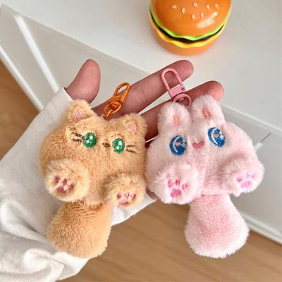 Kotek z kreskówek pluszowy brelok słodka zabawka pluszowy wypchany królik lalka brelok kawaii miękki niedźwiedź wisiorek z ogonem plecak wystrój