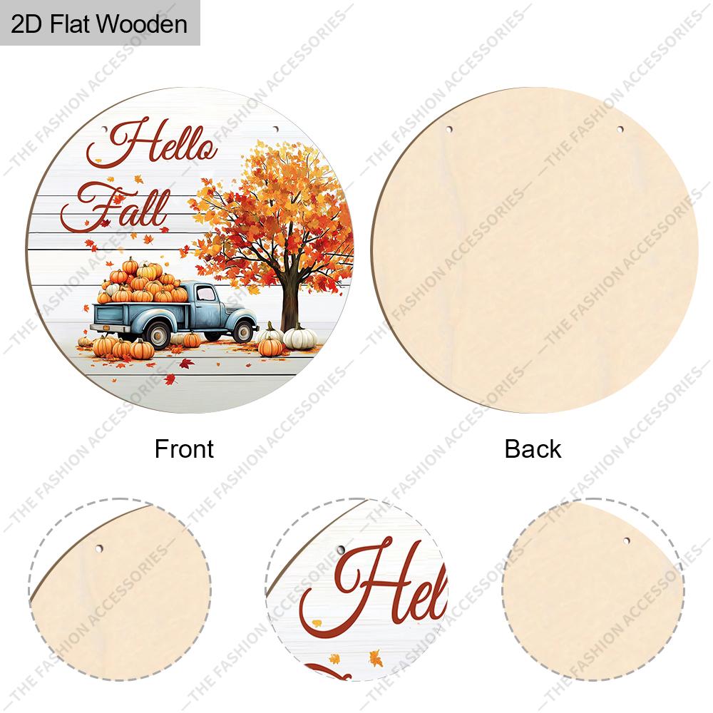 Garden decorations,autumn harvest festival decorations,wooden hanging decorative signs,"hello fall"logo,Pumpkin and car pattern,2D flat products