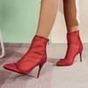 Fashion Women Shoes 2025 Fashion Sleeve Women High Heels Shoes Pointed Toe Solid Sexy Dress Short Barrel Stilettos or Thin Heels Boots