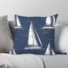 Sailboat In Sea Navy Blue Square Pillowcase Polyester Linen Velvet Printed Zip Decorative Throw Pillow Case Home