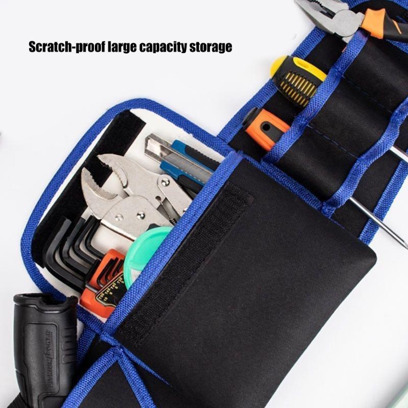 Heavy Duty Oxford Fabric Utility Belt Bag with Multiple Compartments Portable Tool Storage Bag for Tool and Accessories