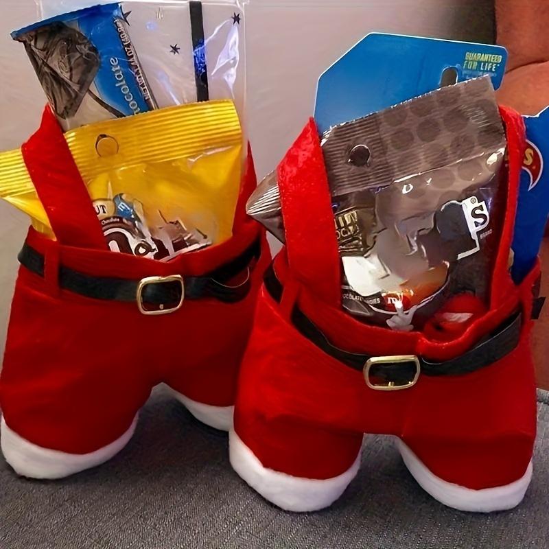 1/6pcs Santa Claus Pants-Shaped Candy Bags Festive Holiday Treats Bags for Christmas New Year Decor Party Favors Gifts Packing