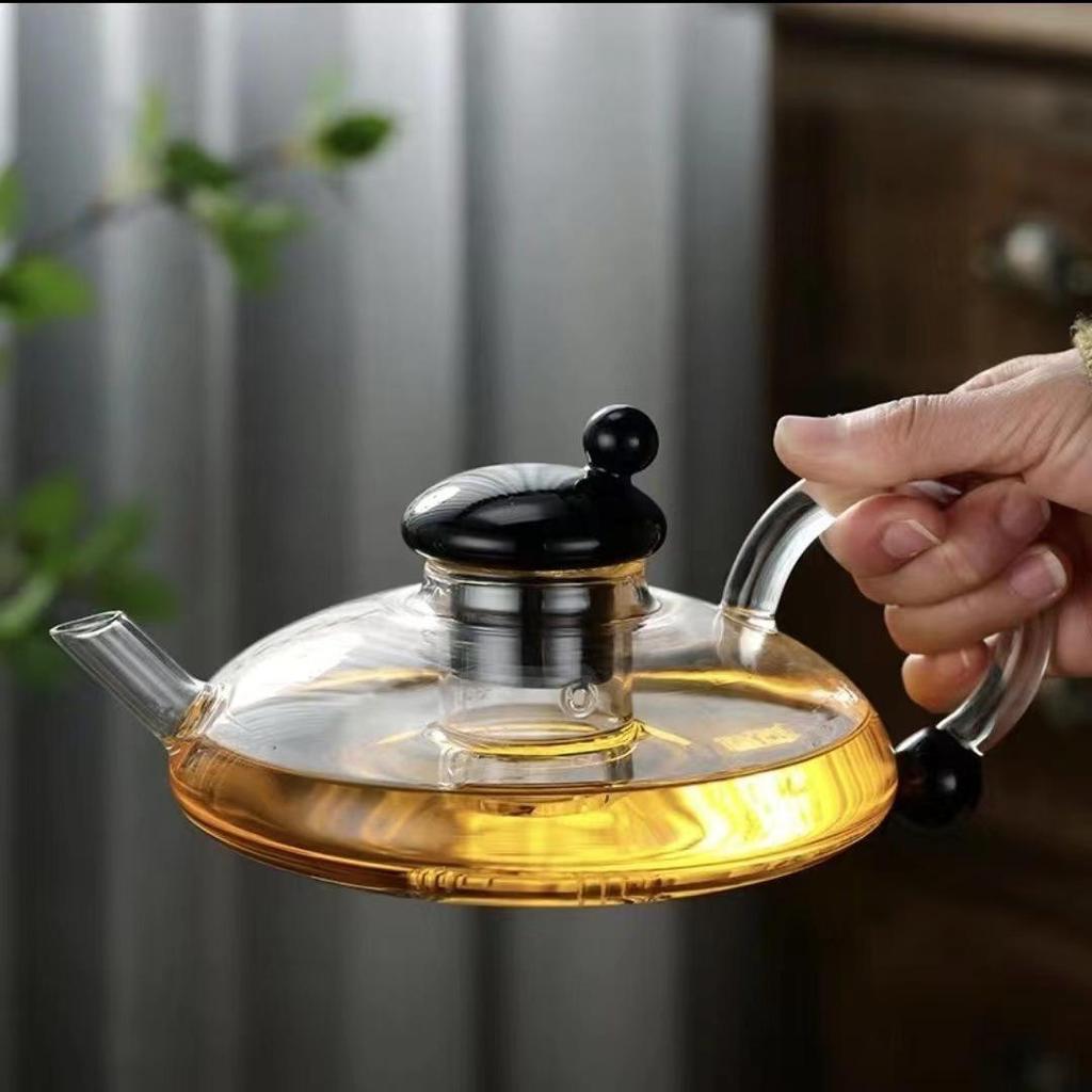 Sage Afternoon Tea Set: Heat-Resistant Glass Teapot with Fruit Tea and Emma's T0 Electric Ceramic Stove