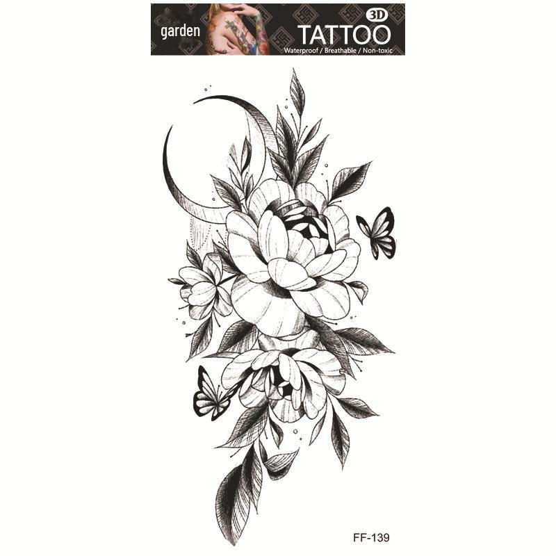 Yuanhua Waterproof Wolf Head Totem & Arabic Text Tattoo Stickers