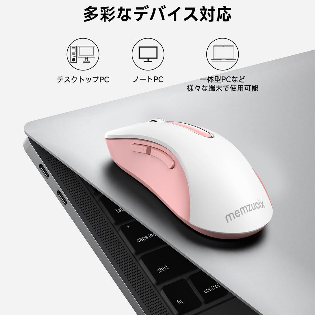 Memzuoix Wireless Mouse, 2.4GHz, Ergonomic Design, Long-Term Use, Fatigue-Free, 1400DPI High-Precision Optical Tracking, USB Receiver Included, 5 Butt