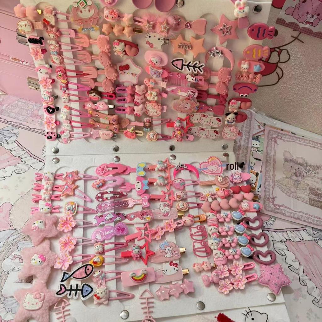 Set of 50 Pink Cute Hair Clips – Sweet Girly Bangs Clips, Japanese Cartoon Hair Accessories