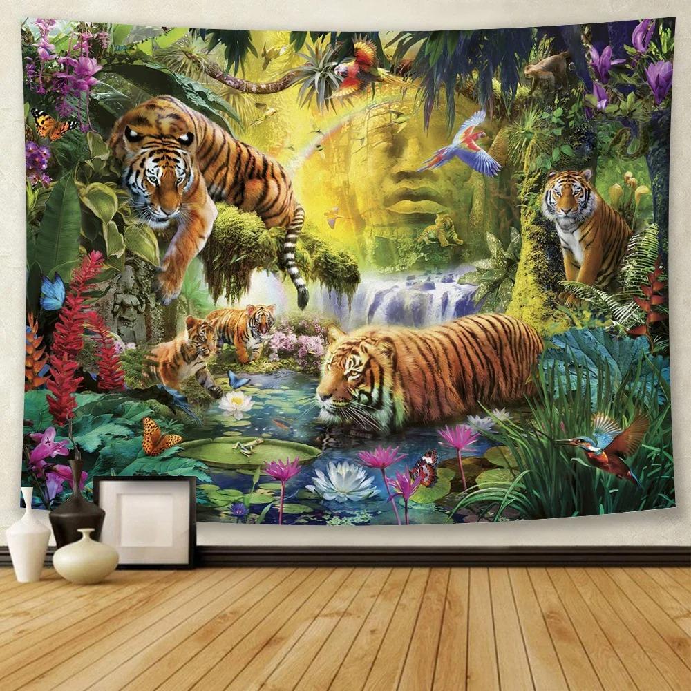 Forest Animal Tiger Decorative Tapestry Office Living Room Decor Home Wall Tapestry