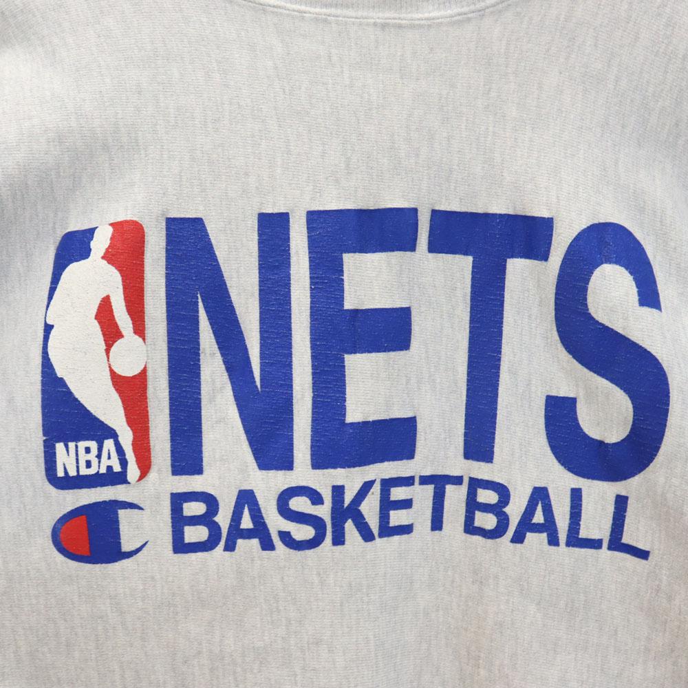 Champion 90s Made in USA Embroidered Tag NBA NBA Nets Long sleeve Reverse Weave Sweatshirt trainer Men's Used