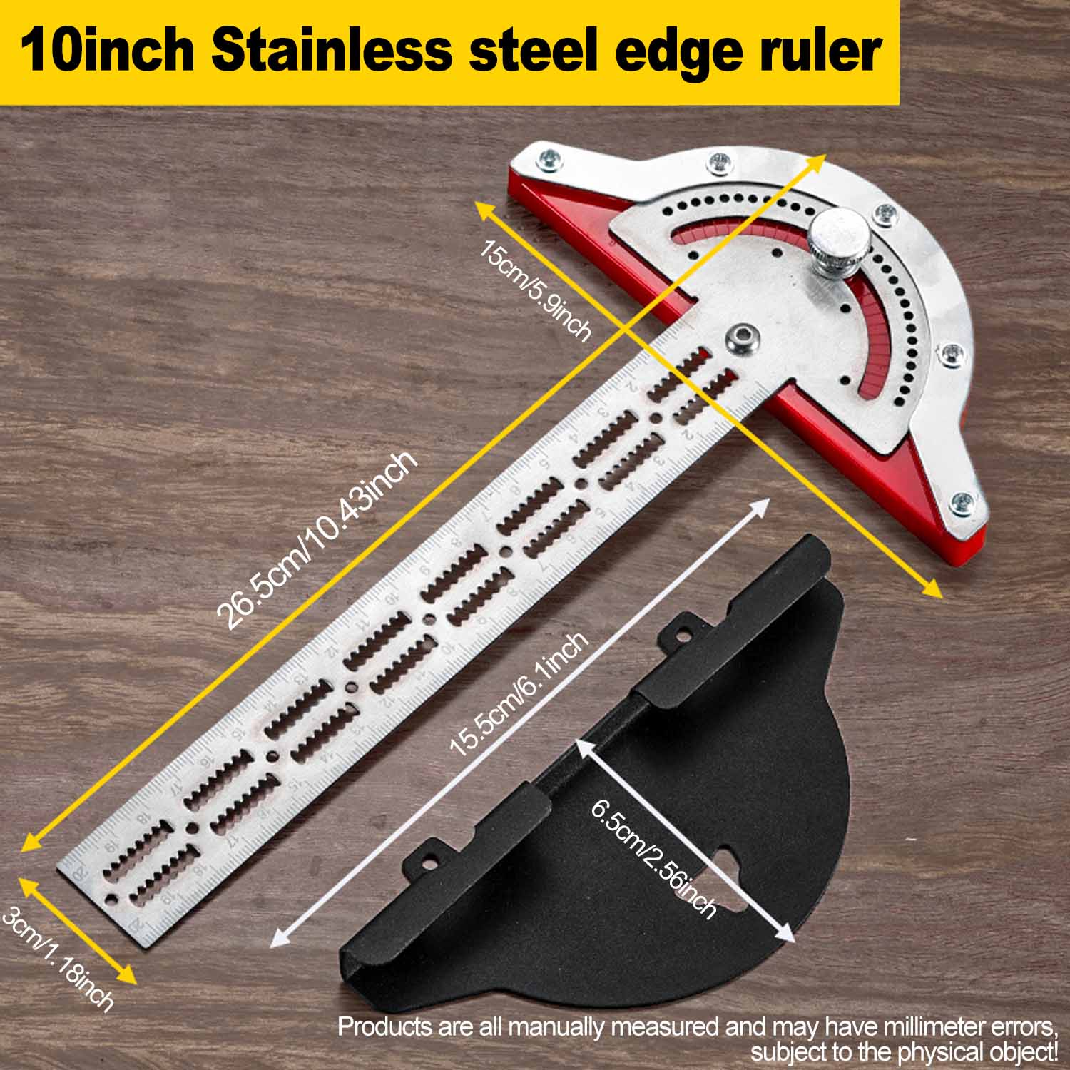 0-180 Degree Woodworkers Edge Ruler Stainless Steel Protractor Angle Angle Precision Carpenter Measuring Tool