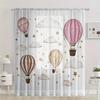 1Pc Pink Hot Air Balloon Sheer Curta - Dreamy Cloud & Star Print Window Drapes For Kids Bedroom Nursery Decor