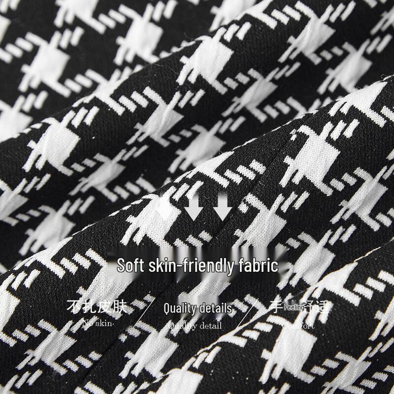Demana Modern Houndstooth Lapel Long-Sleeve Dress