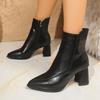Fashion Spring and Autumn New British Style Thin and Thin Women's Boots Pointed Toe Thin Side Zipper Black Nude Boots Women