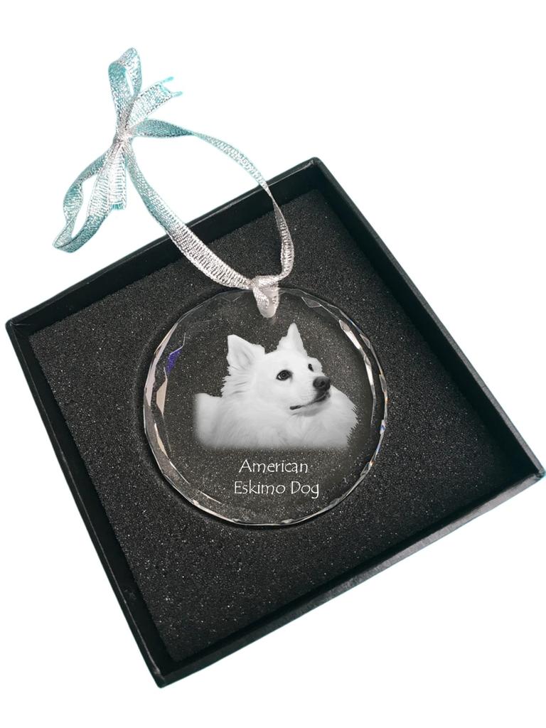 American Eskimo Dog, American Spitz - Crystal Bauble with a Photo, Dog Photo In Crystal, Personalized Christmas Tree Ornament by Art-Dog Brand