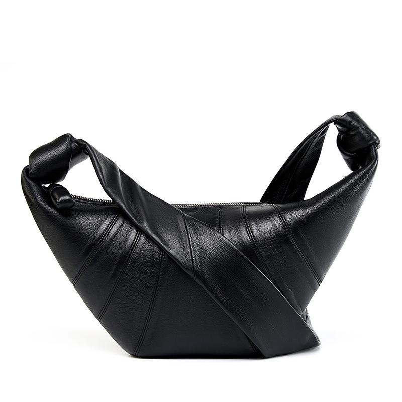 The First Layer Of Lambskin Croissant Bag Diagonal Span Lazy Croissant, Genuine Leather Single Shoulder Diagonal Span, Dumpling Bag Girl