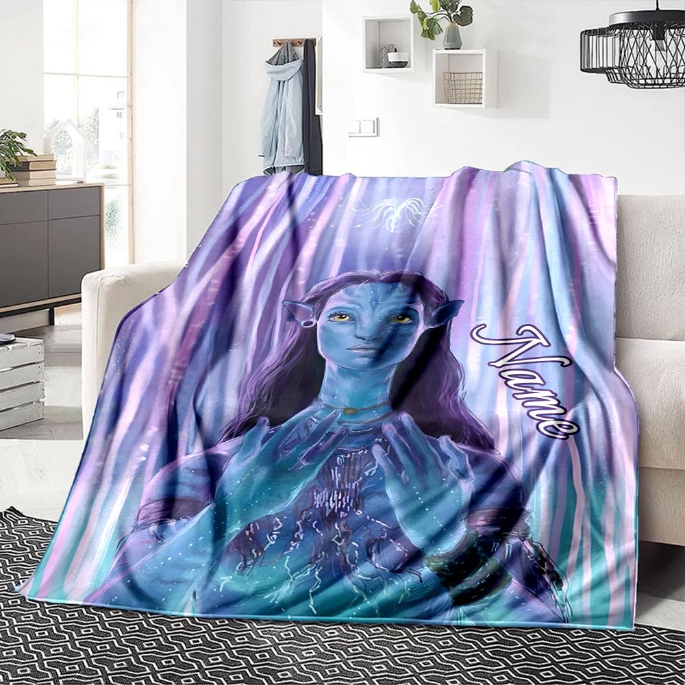 Custom Name Avatar Blue Beauty Party Blanket For Couch Bed Plush Cozy Fuzzy Blanket Super Soft Warm Blankets For Fall And Winter 0916282