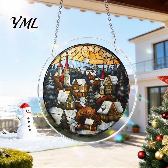 Translucent Puzzle Art Christmas Acrylic Suncatcher, Holiday Tree Snowman Stockings Red Bird Sun Catcher Pet Lover Gift Idea Kit for Adults,