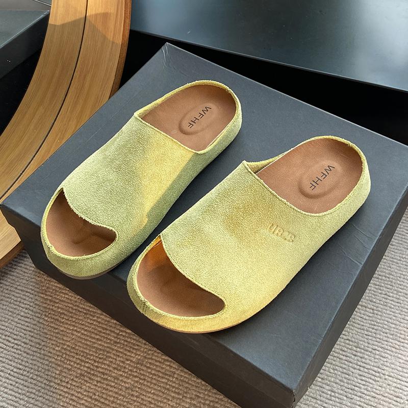 2025 Suede Women's Clog Slippers Cork Footbed Beach Slippers Cork Non-Slip Women's Clog Slippers with Arch Support