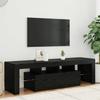 TV Cabinet with LED Lights Black Oak Effect 140 X 36.5 X 40 Cm