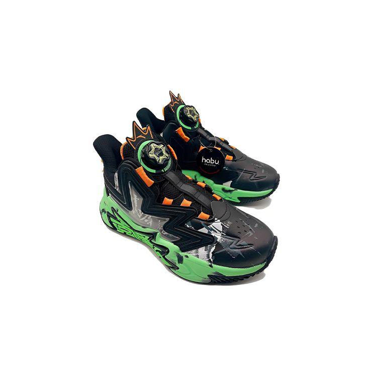 Anta Cement Nemesis Knob Wear-Resistant Basketball Shoes Kids sneakers Black Orange Green 312241112-10