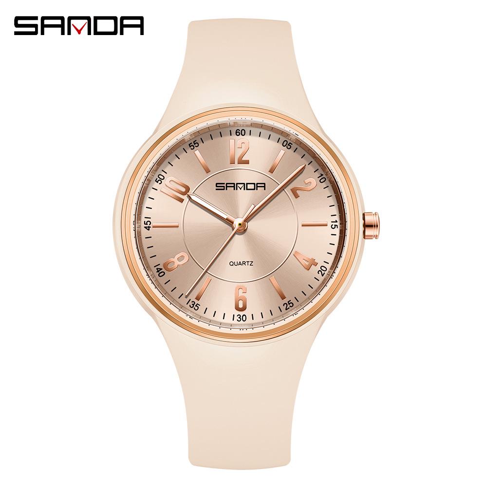 Sanda Men's Silent Quartz Watch: Lightweight, Waterproof, Silicone, Casual, Thin Design, Perfect for Students