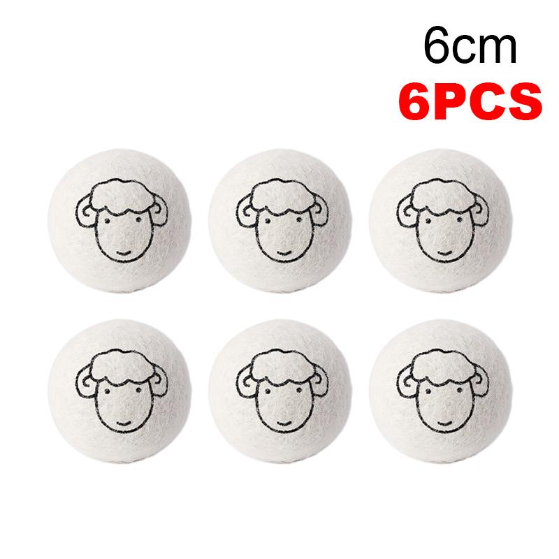 6pcs Reusable Wool Dryer Balls Home Washing Fleece Drying Laundry Ball Clothes Softener Washing Machine Accessories 3/4/5/6/7cm